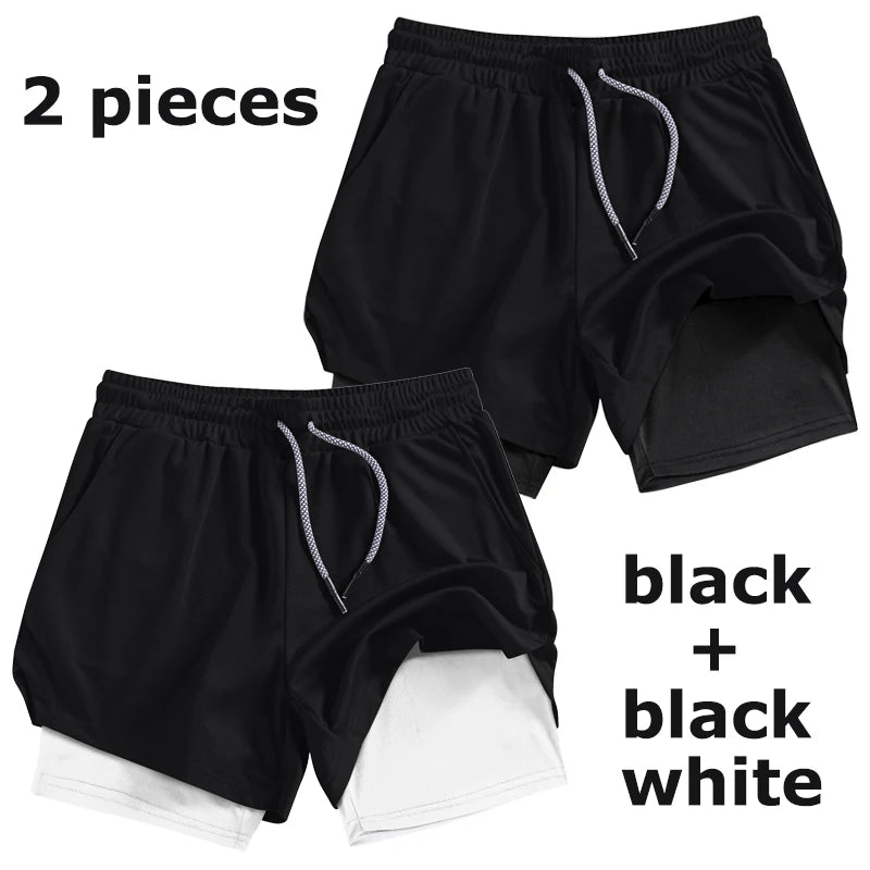 Men's Multi-Pocket Shorts Fitness Sports Shorts Casual Beach Workout Lined Tight Shorts Daily Style