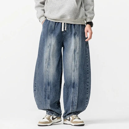 Harajuku Men Wide-leg Jeans Oversized