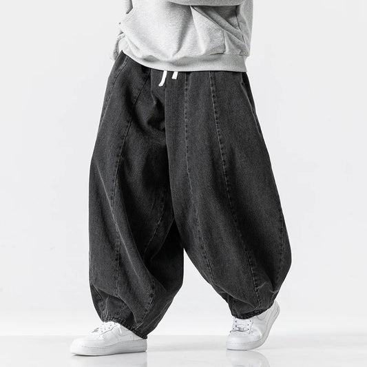 Harajuku Men Wide-leg Jeans Oversized Fashion Loose Cargo Jean Pants Male High Street Baggy Denim Trousers Hip Hop Streetwear