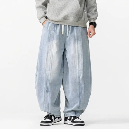 Harajuku Men Wide-leg Jeans Oversized
