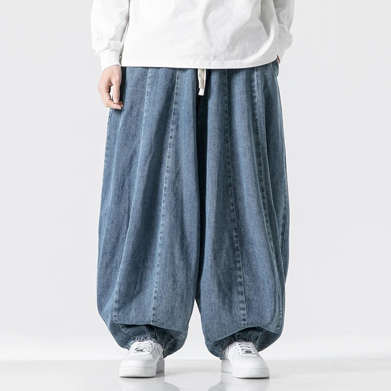 Harajuku Men Wide-leg Jeans Oversized Fashion Loose Cargo Jean Pants Male High Street Baggy Denim Trousers Hip Hop Streetwear