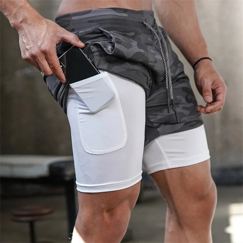 Men's Multi-Pocket Shorts Fitness Sports Shorts Casual Beach Workout Lined Tight Shorts Daily Style