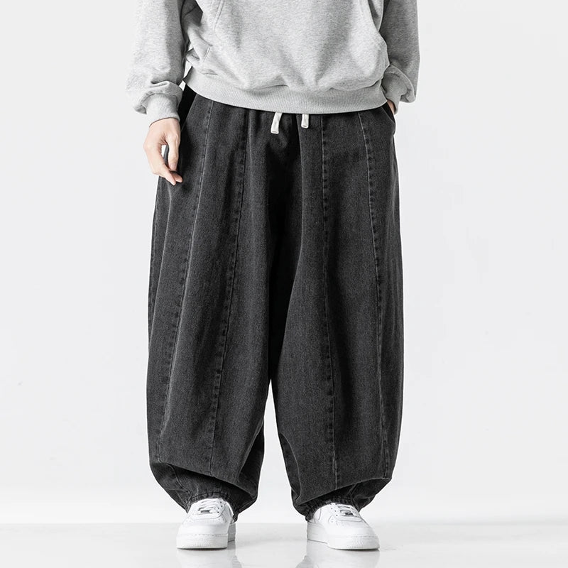 Harajuku Men Wide-leg Jeans Oversized Fashion Loose Cargo Jean Pants Male High Street Baggy Denim Trousers Hip Hop Streetwear